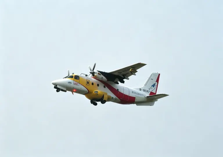Y-12F B-0CR7 airborne, port side, gear down